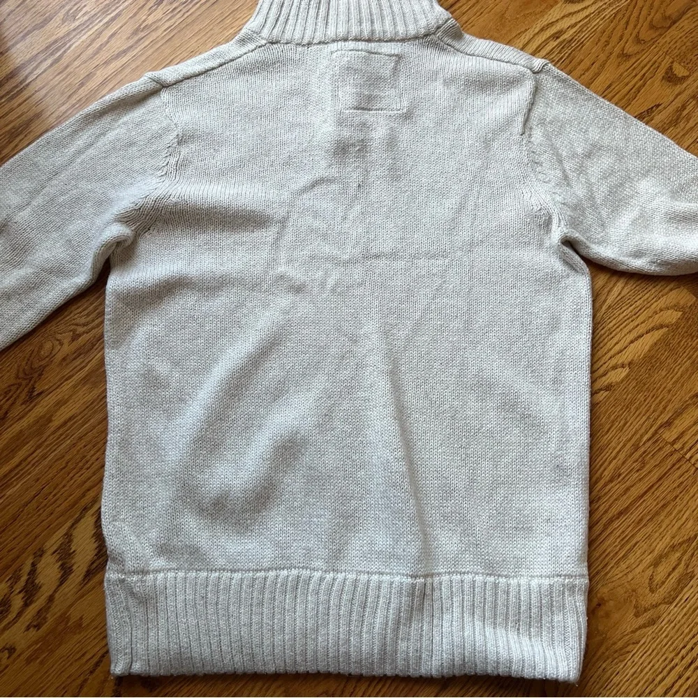 Aeropostale Sweater Mens Medium Beige Pullover 1/4 Button Mock Neck Long Sleeve - Picture 4 of 7